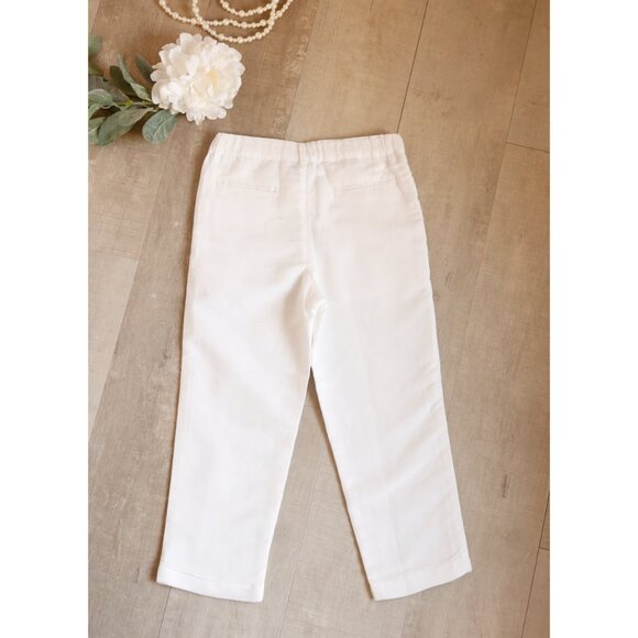 White Linen Pants Chino Fit Cotton Linen Adjustable Waist Size 4 RING BEARER NWT - Picture 4 of 8